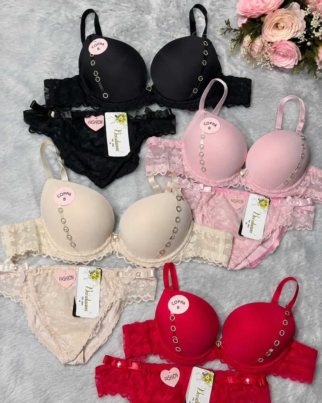 Pack of 3 Elegant Lace Push-Up Bra & Panty Set – Premium Comfort & Stylish Design | FiftyShades