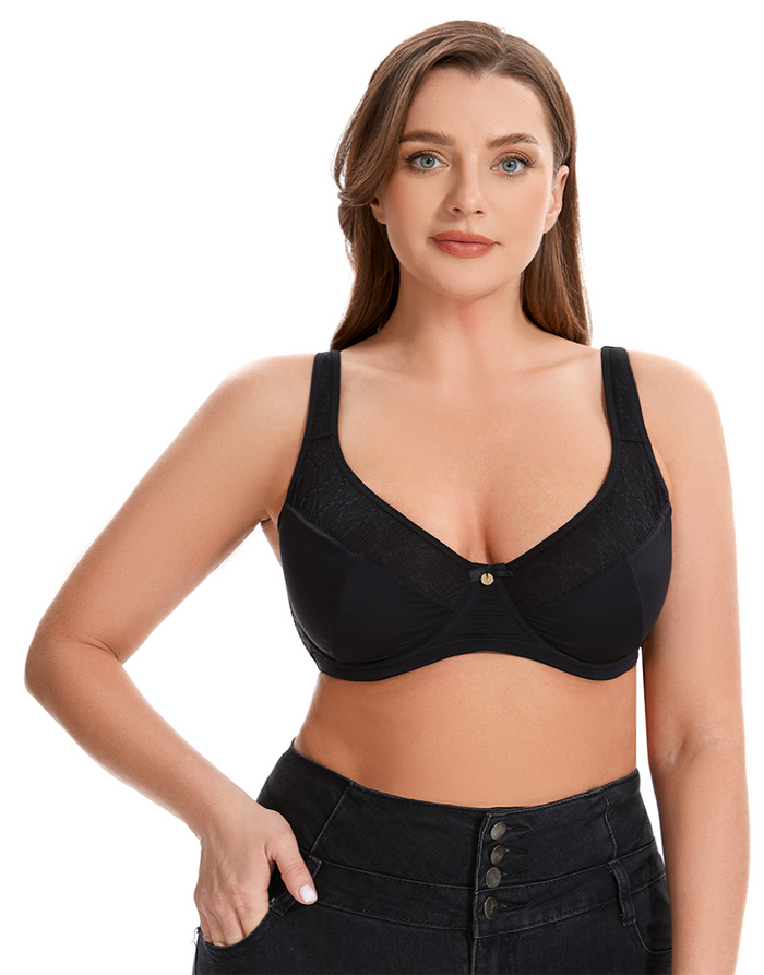 Curvy Double Layered All over Lace Bralette-BEIGE