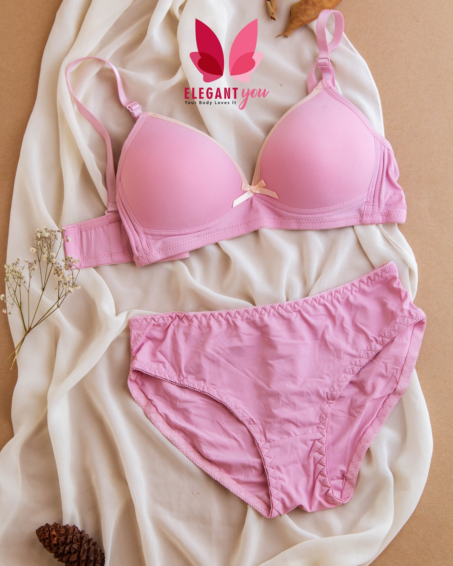 (32-38)B Seamless Thin-Pad Non-Wire Bra & Panty Pair(R4)