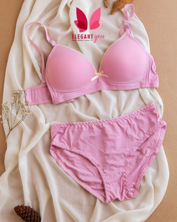 (32-38)B Seamless Thin-Pad Non-Wire Bra & Panty Pair(R4)