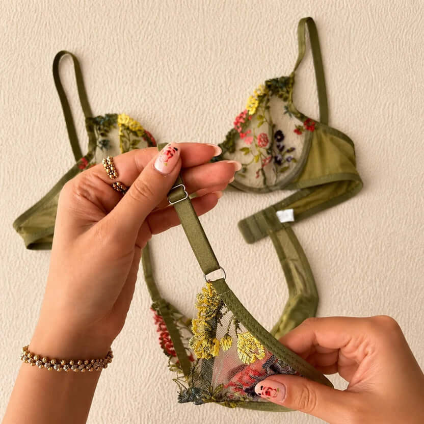 Floral Embroidered Lingerie Set – Matching Bra & Panty | FiftyShades