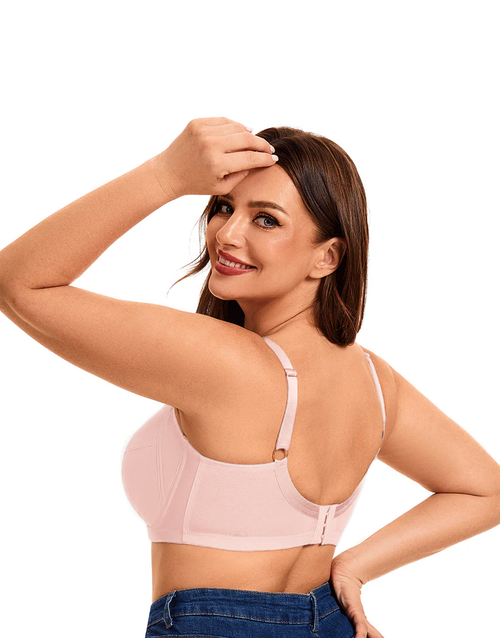 Plus Quattro Support Full-Coverage Wirefree Bra With Side Shaping Panels-QUARTZ PINK