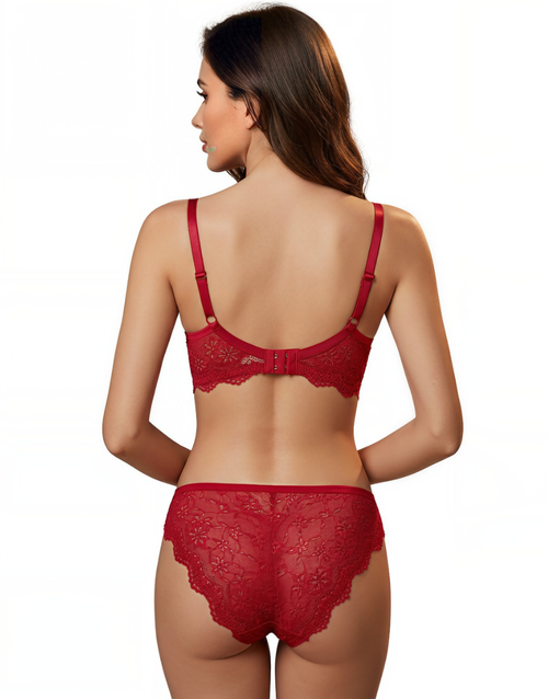 LIGHTLY PADDED WIRED BRA SET WITH TOUCH OF LACE-ROSE MAUVE