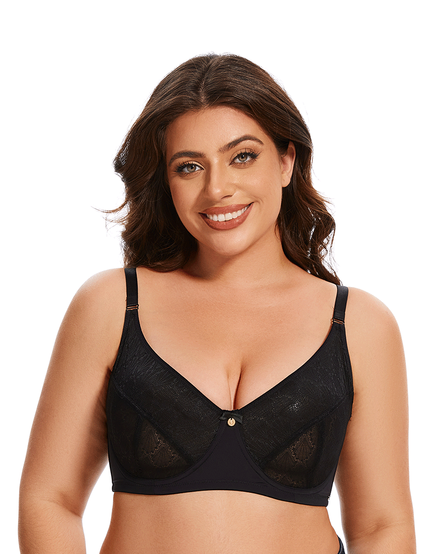 Curvy All Over Lace Cup Double Layered Wired Bra - Skin