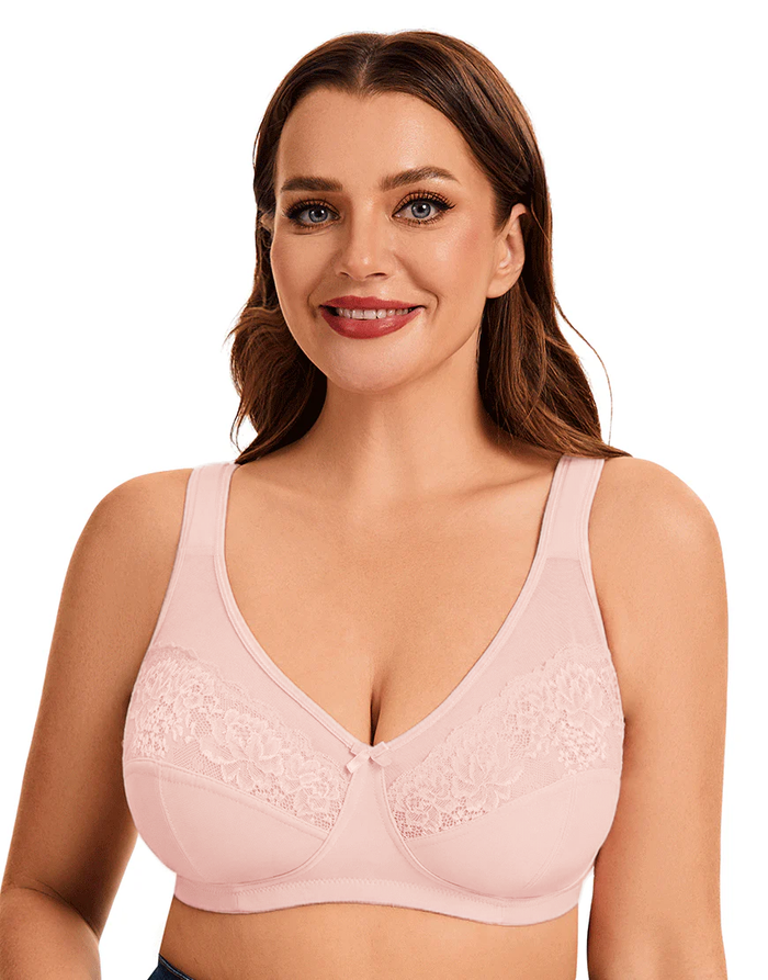 Plus Quattro Support Full-Coverage Wirefree Bra With Side Shaping Panels-QUARTZ PINK