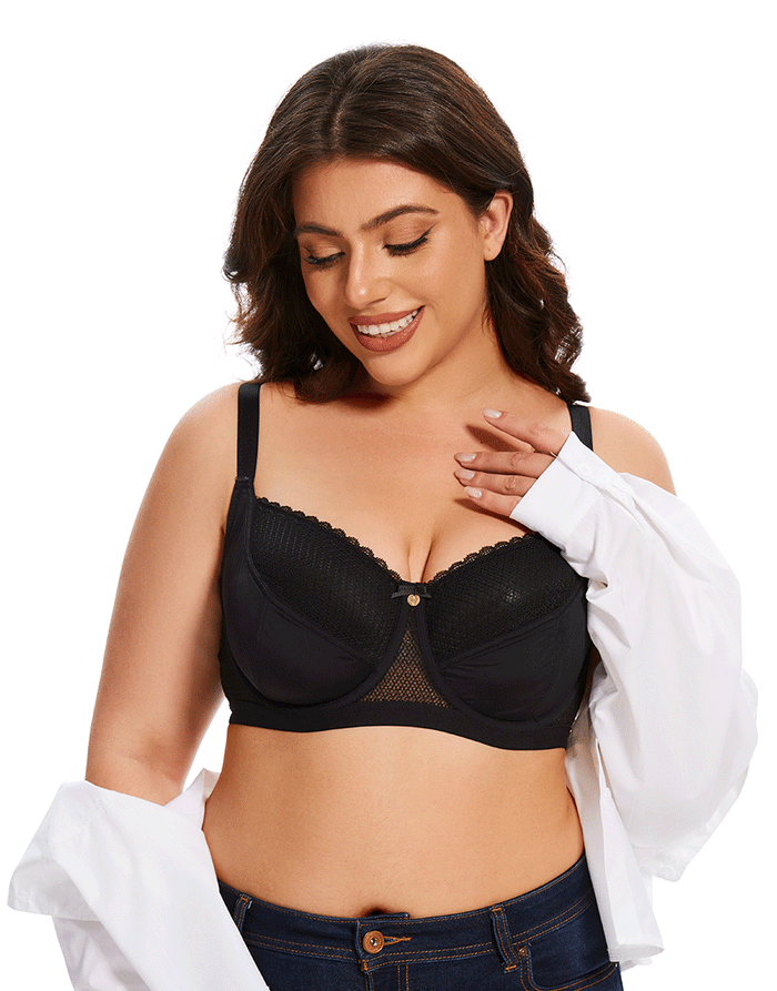 Curvy Double Layered All over Lace Bralette-BEIGE