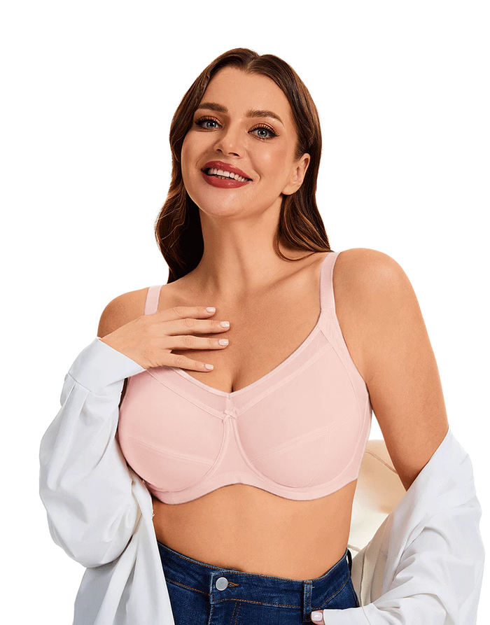 Plus Quattro Support Full-Coverage Wirefree Bra With Side Shaping Panels-QUARTZ PINK