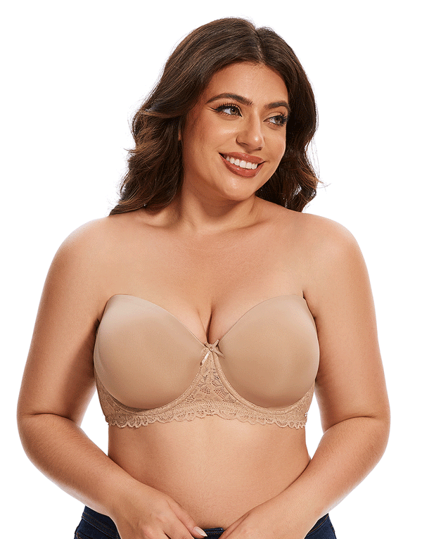 Curvy Lightly Padded Strapless Wired Bra - Black