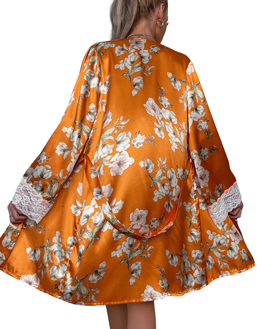 Deep Love Silk 3 Piece Nighty - Orange