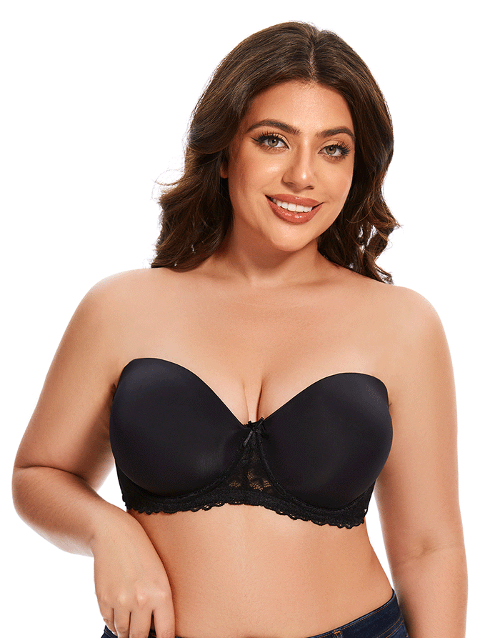 Curvy Lightly Padded Strapless Wired Bra - Black