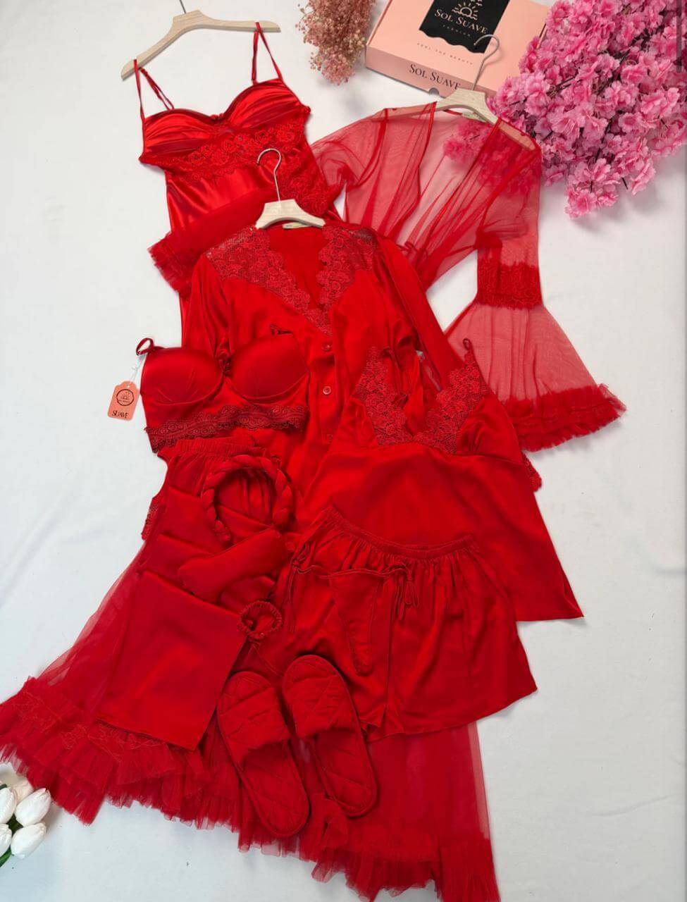 8 Pcs Luxury Imported Silk Nighty Bridal Set – Premium Satin Sleepwear | FiftyShades