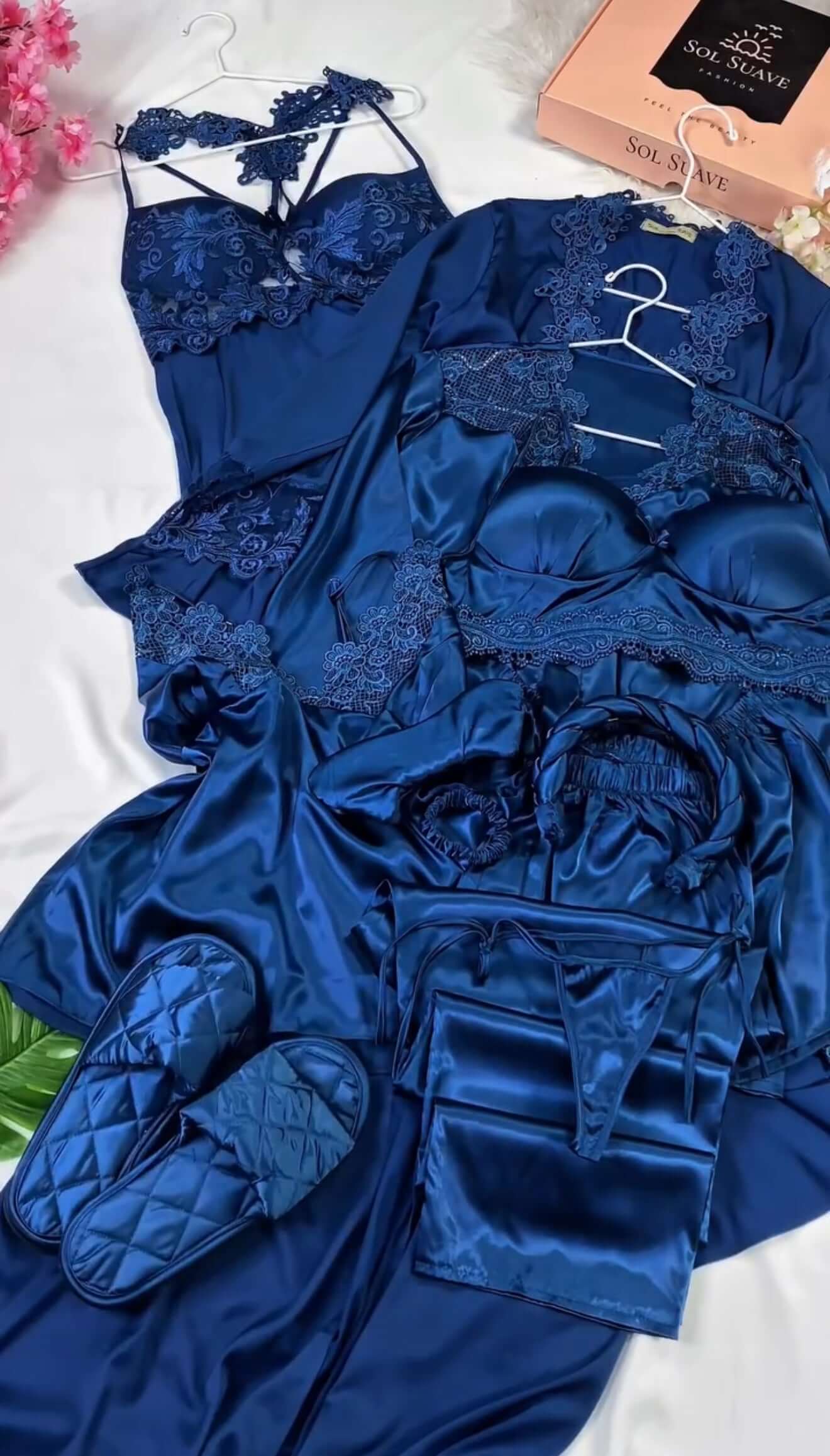 8 Pcs Luxury Imported Silk Nighty Bridal Set – Premium Satin Sleepwear | FiftyShades