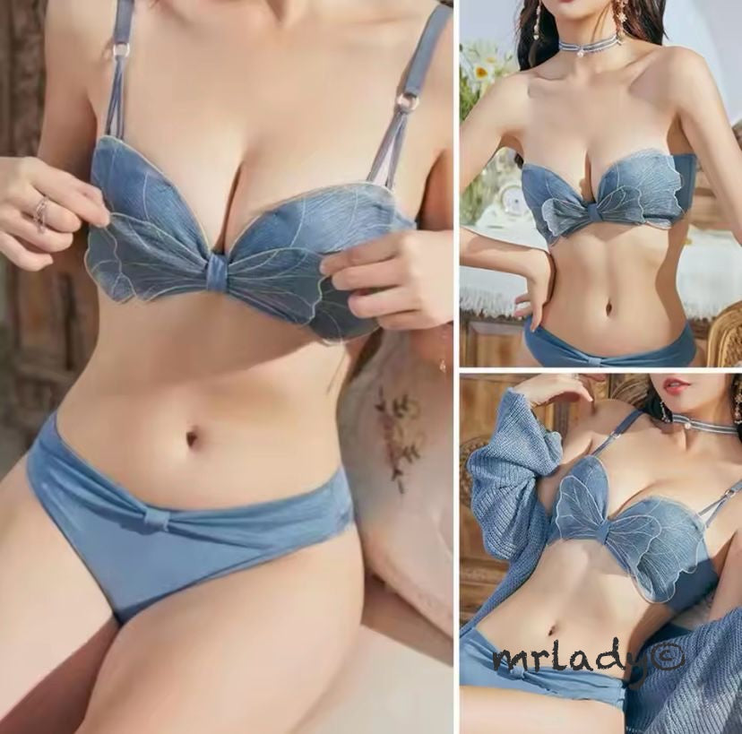 Butterfly Fancy Thin Pad Bra Set