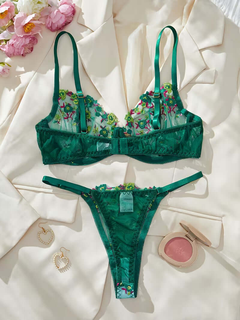 Floral Embroidered Lingerie Set – Matching Bra & Panty | FiftyShades