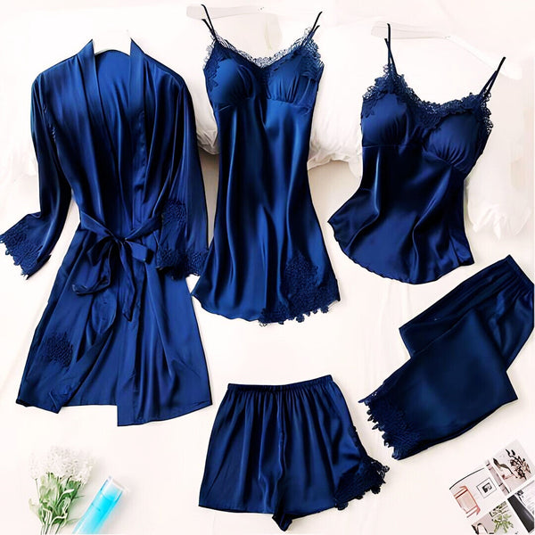5Pcs Imported Nighty | High Quality Silk Night Wear | Honeymoon Bridal Set Pack of 5Pcs
