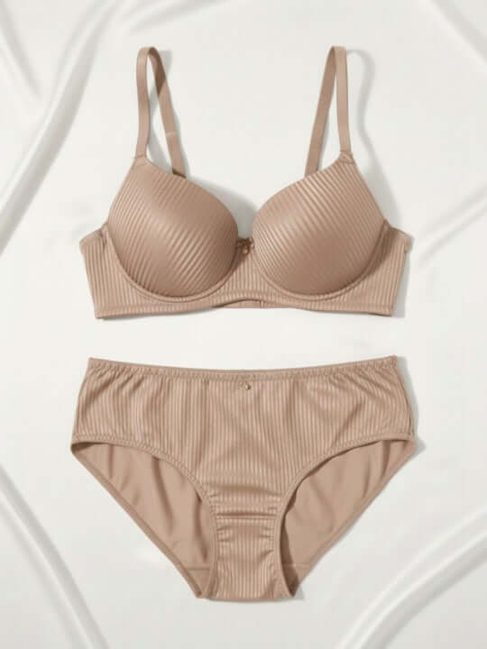 Premium Moulded Wire Bra – Ribbed Texture Bra & Brief Set | FiftyShades