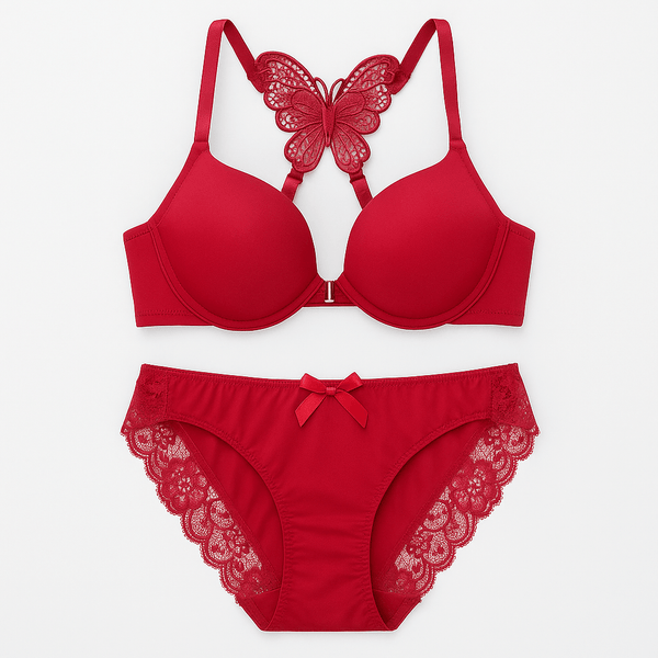 Double Padded Butterfly Bra & Panty Set – Push-Up Lace Lingerie | FiftyShades